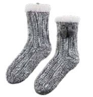 Chaussons chaussettes tricot chiné gris